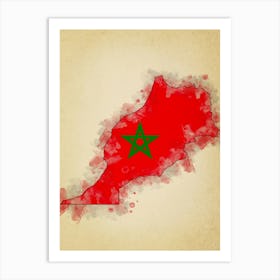 Morocco Flag Vintage Art Print