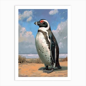 African Penguin Salisbury Plain Oil Painting 2 Art Print