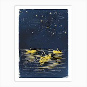 Canoes At Night Art Print