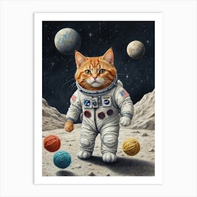 Cat On The Moon Art Print