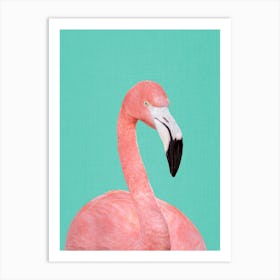 Flamingo In Blue Art Print