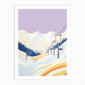 Lech Zurs Am Arlberg   Austria, Ski Resort Pastel Colours Illustration 0 Art Print