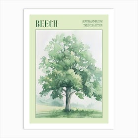 Beech Tree Atmospheric Watercolour Painting 4 Poster Art Print