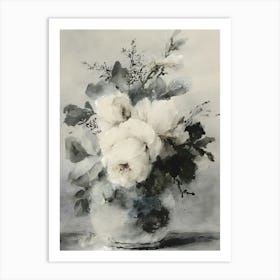 White Roses In A Vase 2 Art Print