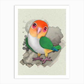 A funny white-bellied caique Art Print