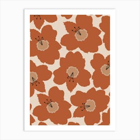 Terracotta Retro Floral Art Print