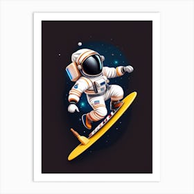 Astronaut Skateboard In Space Art Print