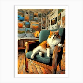 Cat In A Chair Art Print