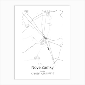 Nove Zamky,Slovakia Minimalist Map Art Print