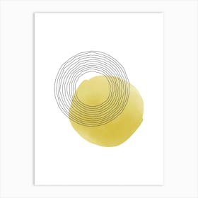 Yellow And Grey Space Art Print