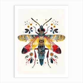 Colourful Insect Illustration Hornet 10 Art Print