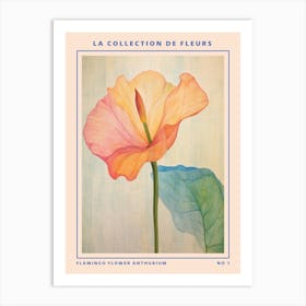 Flamingo Flower Anthurium French Flower Botanical Poster Art Print