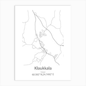 Klaukkala,Finland Minimalist Map Art Print