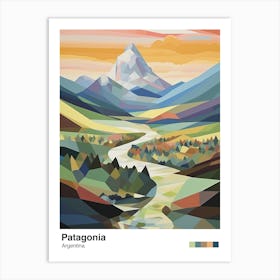 Patagonia, Argentina View   Geometric Vector Illustration 0 Poster Art Print