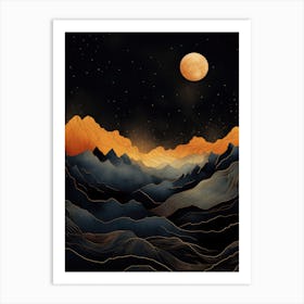 Moonlight In The Mountains 3 Art Print