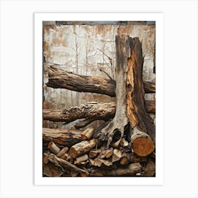 Abstract Painting Depicting The Essence Of Nature Textured Bark Of An Ancient Gnarled Tree Serves Art Print