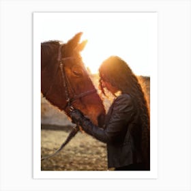 A Girl And A Horse Art Print