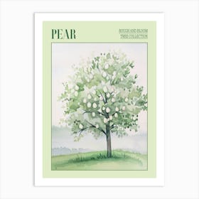 Pear Tree Atmospheric Watercolour Painting 1 Poster Art Print