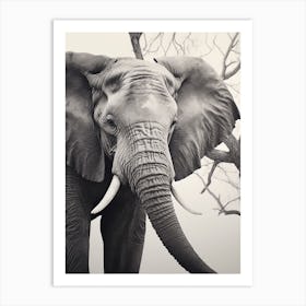 African Elephant Realism Portrait 2 Art Print