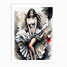 Girl In A White Dress Art Print