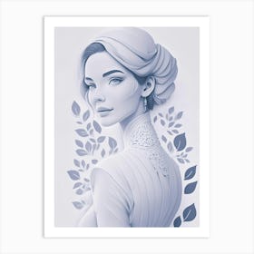 Woman, With Back To Camera Looking Over Shoulder Art Print