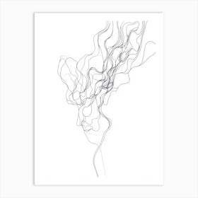 Line Drawing Of A Woman'S Head Art Print