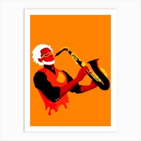Jazzy Man Art Prints Illustration Orange Art Print