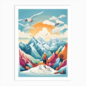 Hiker In The Mountains 2 Art Print