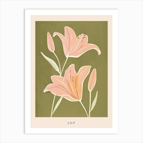 Pink & Green Lily 1 Flower Poster Art Print