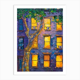 Brooklyn House At Night Art Print