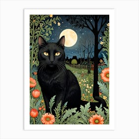 William Morris Black Cat In The Moonlight 18 Art Print