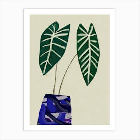 Two Plants In A Blue Vase Art Print
