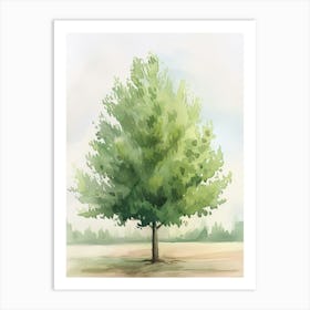 Poplar Tree Atmospheric Watercolour Painting 3 Art Print