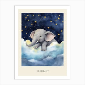 Baby Elephant 7 Sleeping In The Clouds Nursery Poster Art Print