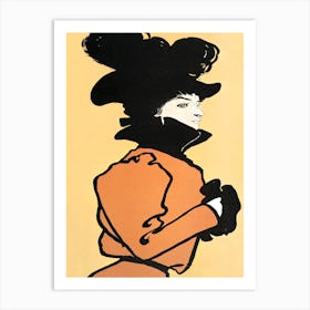 Vintage Woman In Orange Dress Illustration, Edward Penfield Art Print