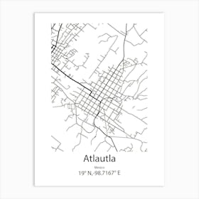 Atlautla,Mexico Minimalist Map Art Print