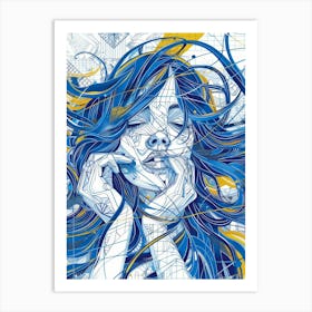 Girl With Blue Hair 10 Art Print