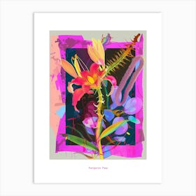 Kangaroo Paw 3 Neon Flower Collage Poster Art Print