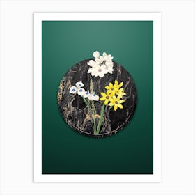 Vintage Corn Lily Botanical in Gilded Marble on Dark Spring Green n.0033 Art Print