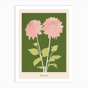 Pink & Green Dahlia 2 Flower Poster Art Print