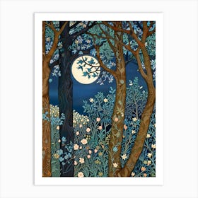 William Morris Moonlight In The Woods 18 Art Print