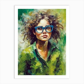 Fairytale Girl With Blue Glasses Art Print