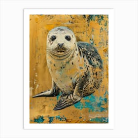 Harp Seal Pup Gold Effect Collage 1 Art Print