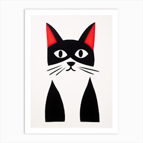 Abstract Cat-titude: Cubist Minimalism Unleashed Art Print