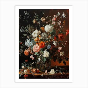 Baroque Floral Still Life Everlasting Flowers 1 Art Print