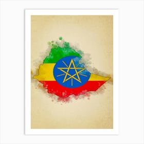 Ethiopia Flag Vintage Art Print