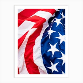 American Flag Unfurling In The Breeze Colors Transitioning From Rippled White At The Top To Rippled (2) Art Print