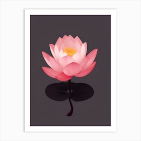 A Pink Lotus In Minimalist Style Vertical Composition 28 Art Print