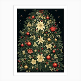 William Morris Style Christmas Tree 15 Art Print