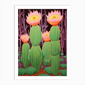 Mexican Style Cactus Illustration Notocactus Cactus 2 Art Print